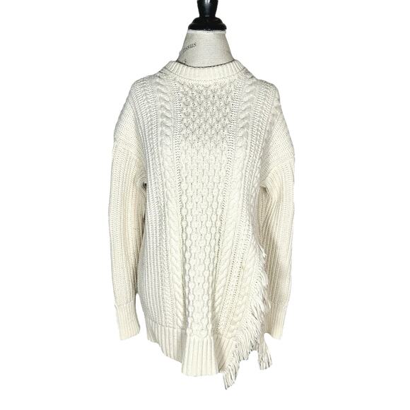 J. Crew | Women | Cream Cable Knit Merino Wool Blend Crew Neck Sweater | Medium - Picture 2 of 12